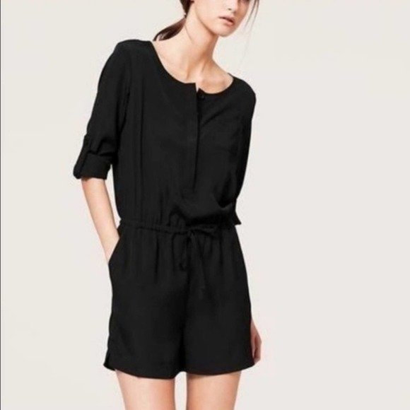 LOFT Pants - LOFT Long Sleeve Romper with Pockets Black Sz 6